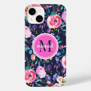 Sunrise Boho Floral Rosa e Monograma Marinho
