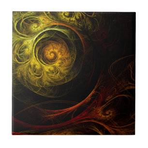 Sunrise Floral Red Abstrato Azulejo Art