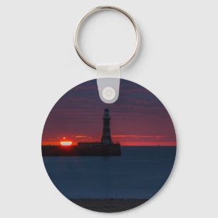 Sunrise no Roker Lighthouse-England Chaveiro