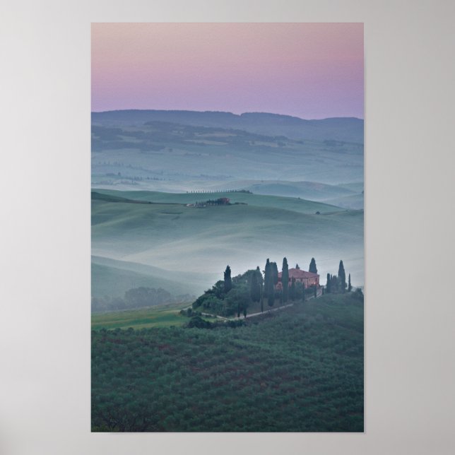 Sunrise sobre a Toscana poster vertical (Frente)