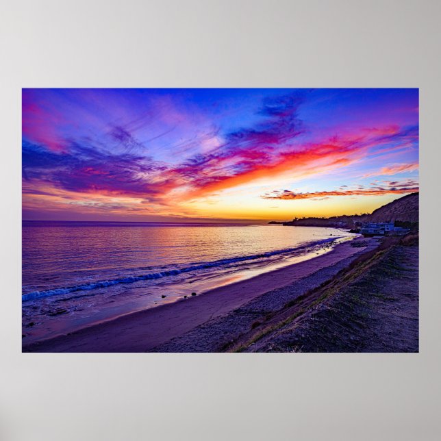 sunset at the beach poster (Frente)