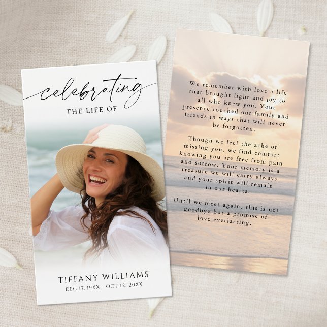 Sunset Beach Celebration of Life Prayer Card (Criador carregado)
