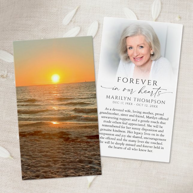 Sunset Beach Photo Memorial Sympathy Prayer Card (Criador carregado)