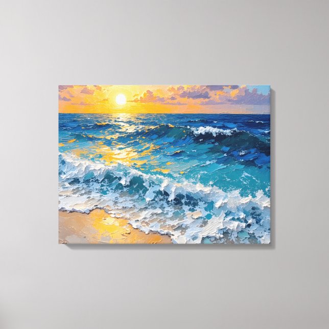 Sunset Beach Premium Canvas Wall Art (Frente)