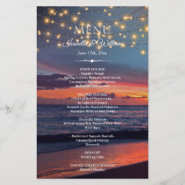 Sunset Beach String Lights Summer WedMenu