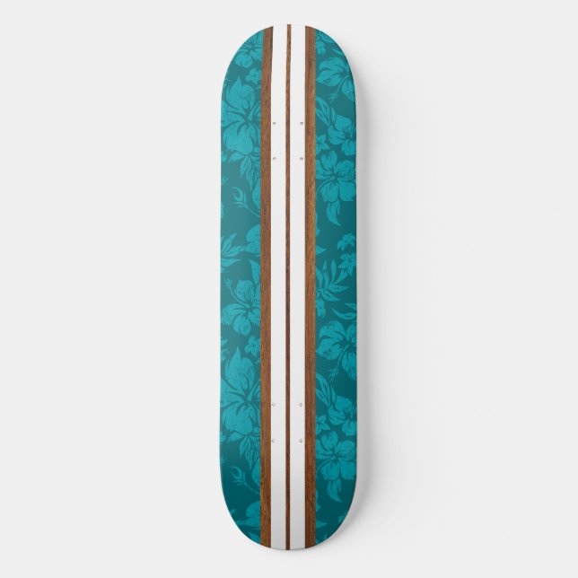 Sunset Beach Vintage Surf do Havaí Skateboard (Frente)