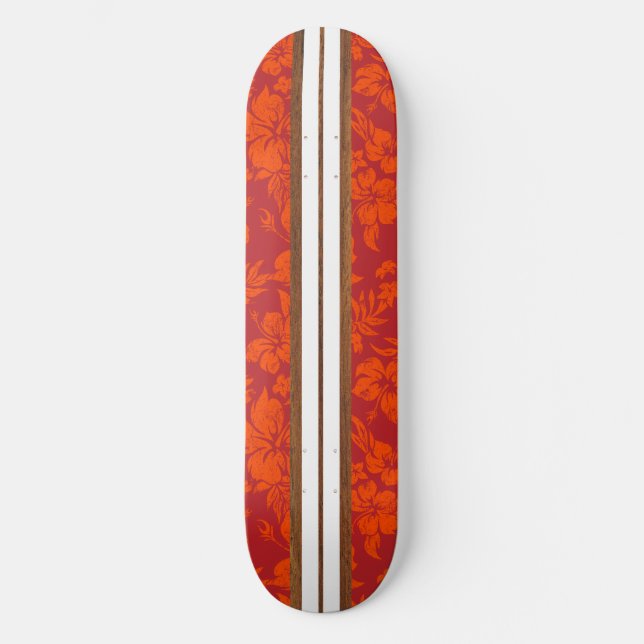 Sunset Beach Vintage Surf do Havaí Skateboard (Frente)