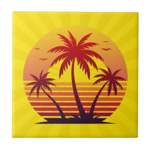 Sunset com Palm Trees Vetor-98805