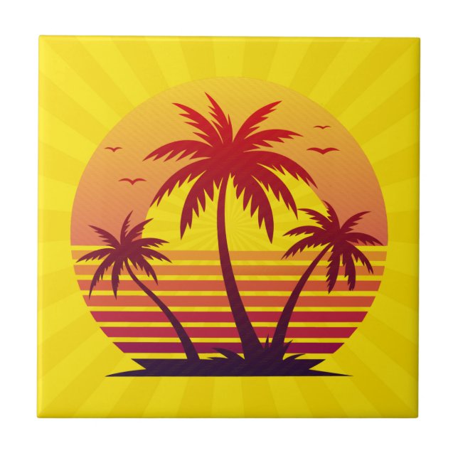 Sunset com Palm Trees Vetor-98805 (Frente)