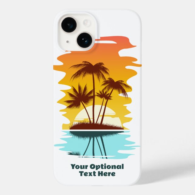 Sunset da Ilha Tropical de Texto Personalizado (Verso)