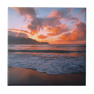 Sunset de praia tropical havaiana