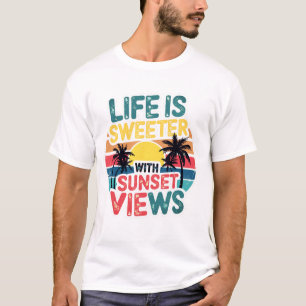 Sunset de Vida - Design de Camisa Retroativa de Vi