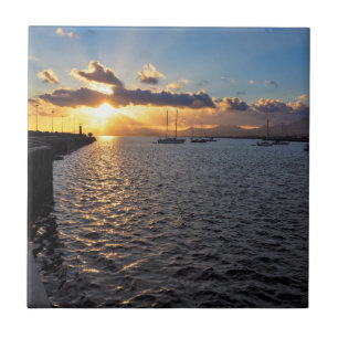 Sunset em Arrecife, Lanzarote, Azulejo cerâmico
