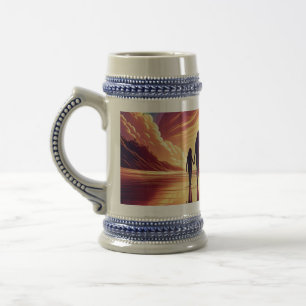 Sunset Family Beach Walk Beer Caneca de cerveja -