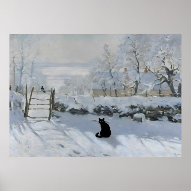 Sunset Gato Impressão Monet No Sena Engraçado (Frente)