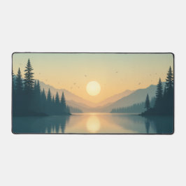 Sunset Lake Desk Mat - Bloco de Mata de Florestas 
