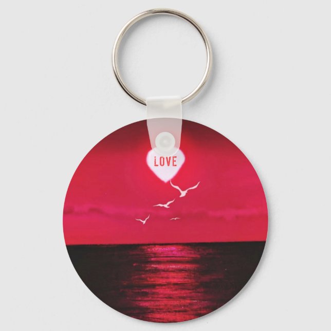 Sunset Love Heart Romantic Chaveiro (Frente)