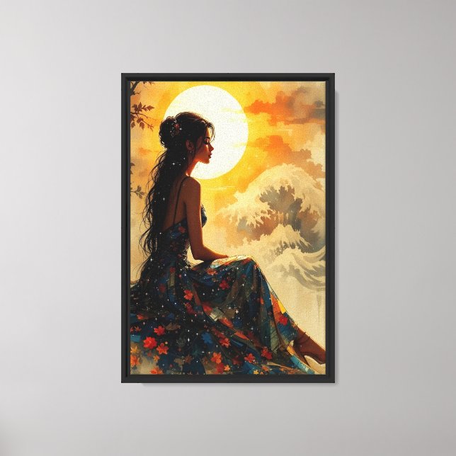 Sunset Muse Fantasy Floral Canvas Wall Art (Frente)
