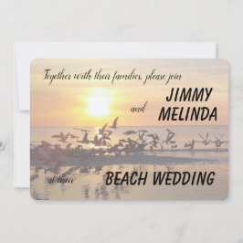 Sunset no Convite para Casamento Tema da Praia
