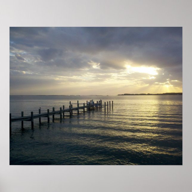 Sunset no Dock no poster de Maryland, no sul de Ma (Frente)