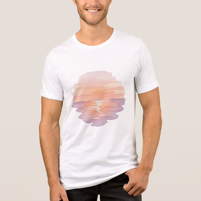 Sunset Ocean Waves – Minimalist Hand-Drawn T-Shirt (Frente)