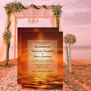 Sunset Orange Ouro Sky Sea Convite de casamento Do