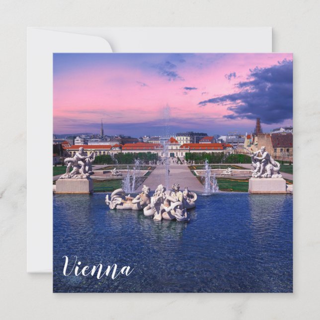 Sunset over fountain em Viena (Frente)