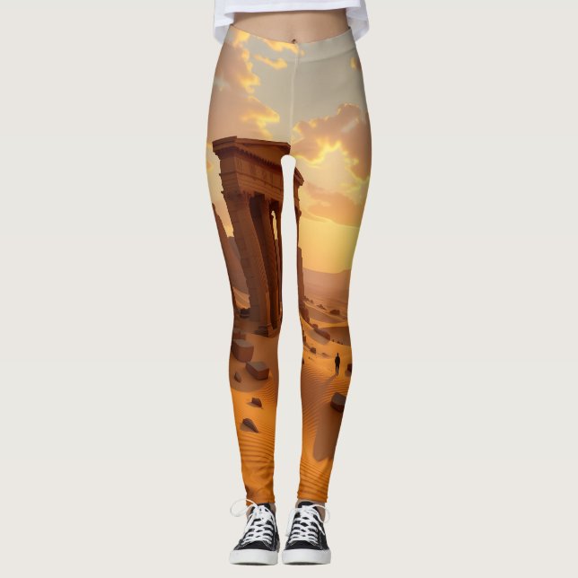 Sunset over Lost Temple Leggings Tights (Frente)