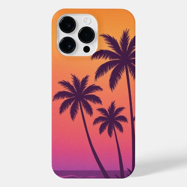 Sunset Palm Trees Phone Case – Yellow Sky Tropical (Verso)