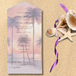 Sunset & Palm Trees Tudo em Um Convite de casament