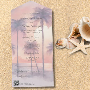 Sunset & Palm Trees Tudo em Um Convite de casament