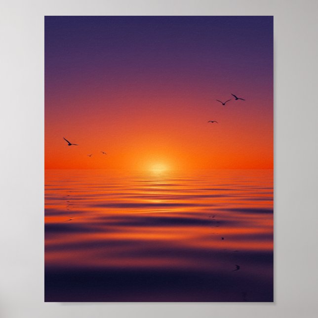 "Sunset Serenity Wall Poster - Onda Tranquila do O (Frente)