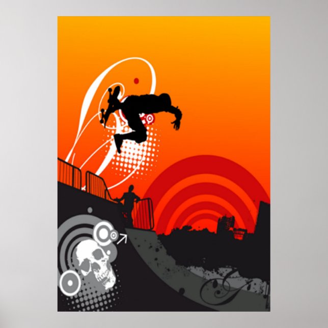 Sunset Skateboarder Poster (Frente)