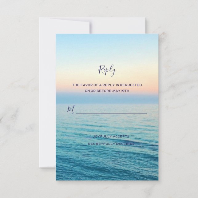 Sunset Skies Beach Ocean Weding RSVP (Frente)