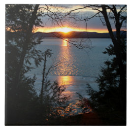 Sunset Sobre Azulejo De Cerâmica Do Lago Forest