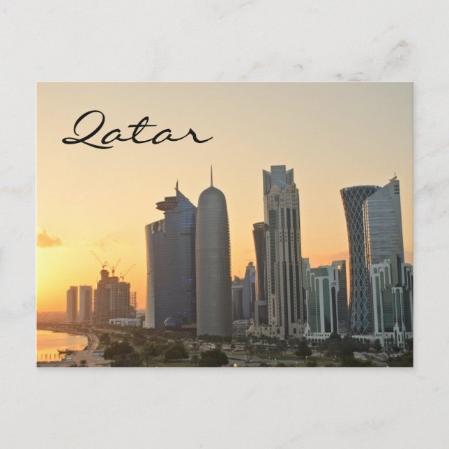 Sunset sobre Doha, Qatar - cartão postal (Frente)