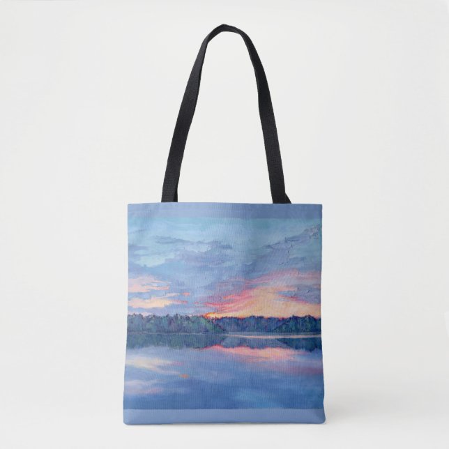 Sunset Sobre o Lago Tote Bag (Frente)