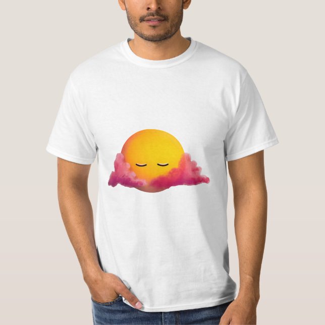Sunset Sonolento - Camisa Estética de Nuvem Rosa (Frente)