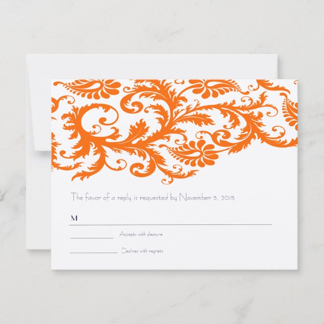 Sunset Terracotta Orange Damask RSVP (Frente)