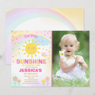Sunshine Birthday Convite para Pequeno Partido Sun