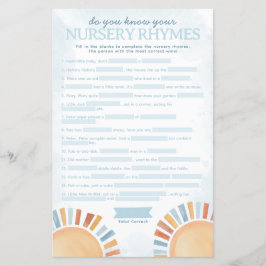 Sunshine Chá de fraldas Nursery Rhyme Game