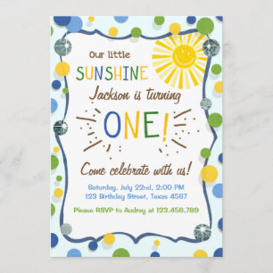Sunshine Primeiro Convite de aniversário