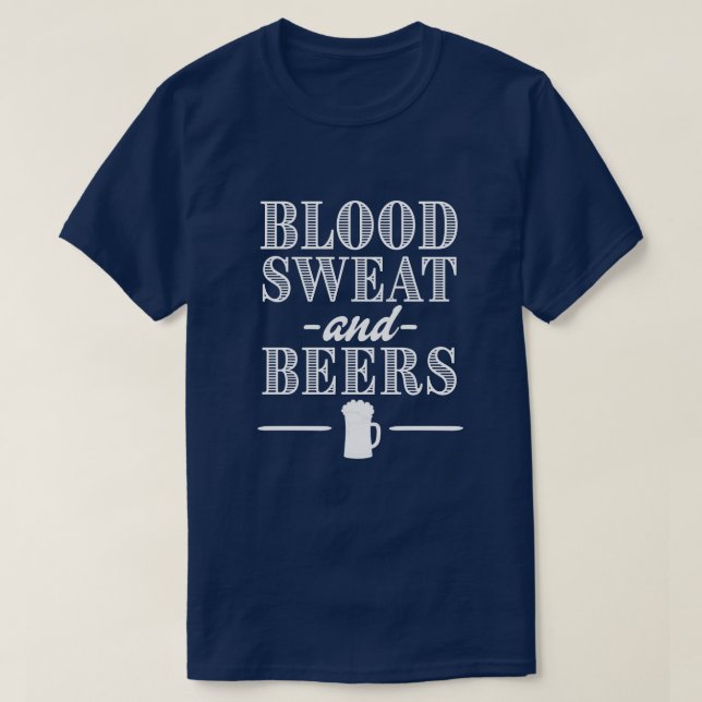 Suor de Sangue e Beers Camisa engraçada masculina (Frente do Design)
