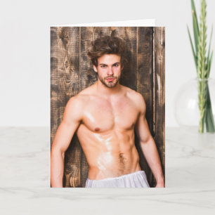 Suor no cartão de saudação de Cara quente Sauna