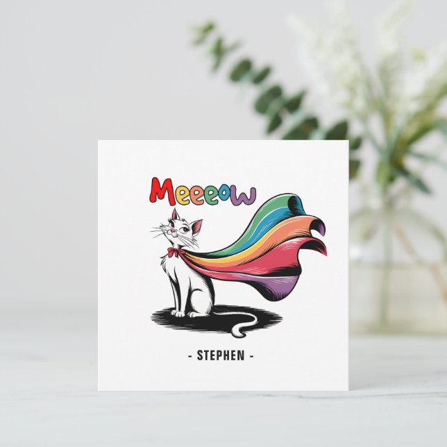 Super Cat Meeow - Rainbow Cape Pride Cat (Em pé/Frente)