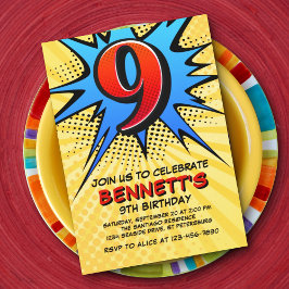 Super-herói 9º Convite de Aniversário