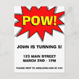 Super Herói Comic Book Themed Modelo do Convite