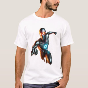 Super-herói Dinâmico: Design de Camisa Futurística