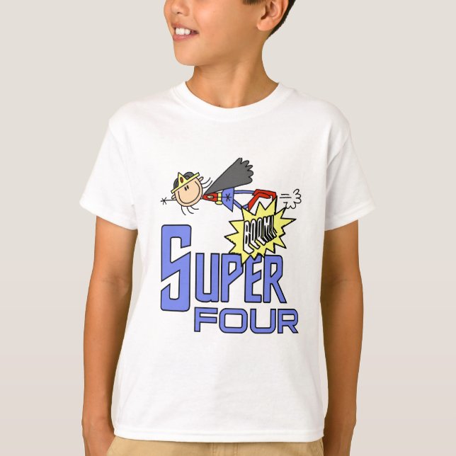 Super-herói Garota 4º Camiseta de aniversário e pr (Frente)