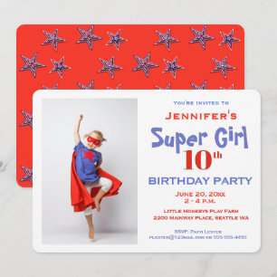Super Herói Infantil, Convite de Aniversário, Verm
